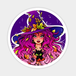 Cute Halloween Autumn Witch Magnet